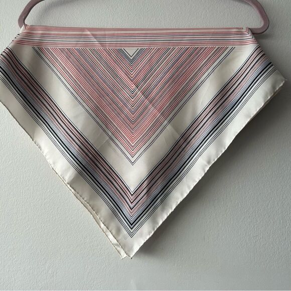 Guillemin Paris Vintage Striped Pink and Black Silk Scarf - Picture 1 of 9